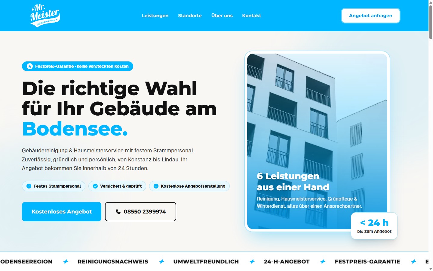 Vorschau der Website Festpreis-Branding & Website für Mr. Meister am Bodensee